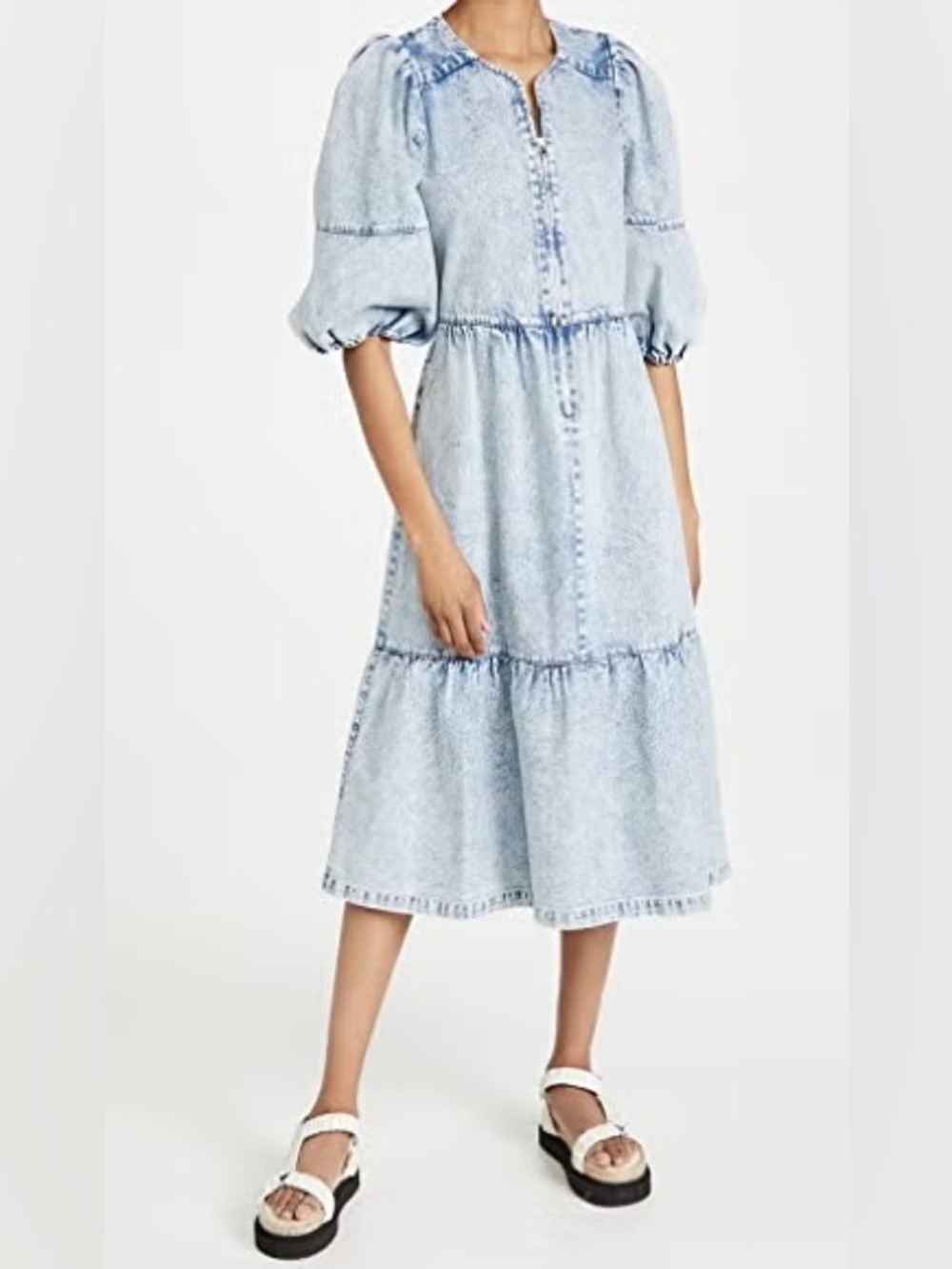 Sea New York Light Blue Denim Midi Dress